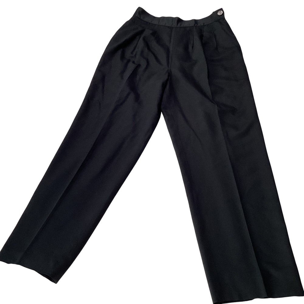 Gianni Sport Women's Black High Waist Pleated Trousers Wide Leg Pants Sz 8